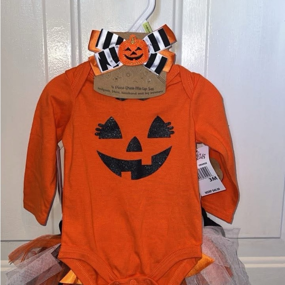Baby Essentials Orange Pumpkin Costume with Black Accents